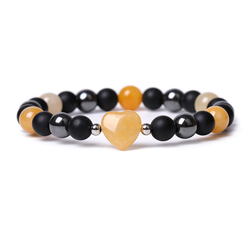 Buddha Stones Schwarzer Onyx Tigerauge Stein Kristall Liebe Herz Schutz Armband