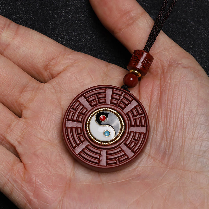 Buddha Stones, natürlicher Zinnober-Bagua-Anhänger, drehbar, Yin-Yang-Anhänger, hält böse Geister fern - image 7