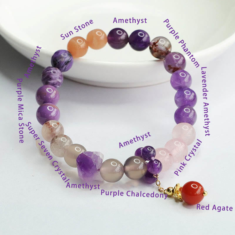 Buddha Stones Natürlicher Amethyst Kristall Innerer Frieden Heilung Perlen Charm Armband