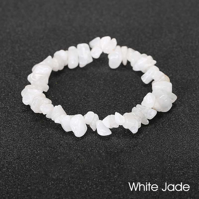 Armband aus natürlich geformtem, unregelmäßig geformtem Kristallstein – wohltuende Wärme - Weißer Jade (Handgelenkumfang: 15-16 cm) - image 75
