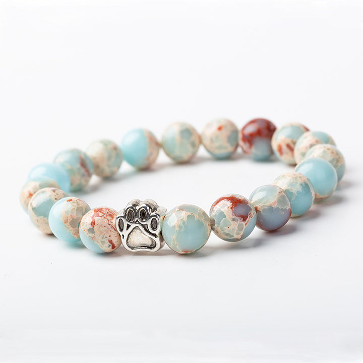 Indischer Achat, grüner Achat, Hundepfote, positives, ruhiges Armband