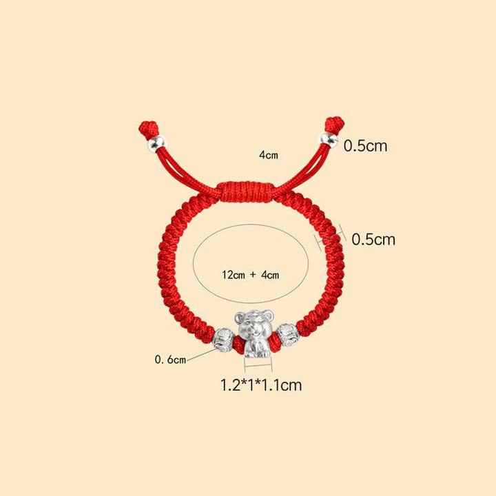 Buddha Stones 999 Sterling Silber Chinesisches Sternzeichen Rotes Seil Glück Handgefertigtes Kinderarmband - image 12