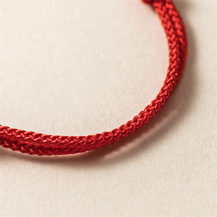 Armband aus 925er-Sterlingsilber mit Buddha Stonesn, Jahr des Drachen, Glücksstärke, rotes Seil