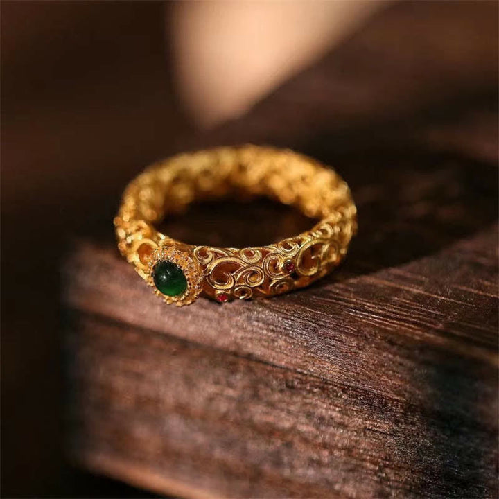 Buddha Stones 925 Sterling Silber Cyan Jade Erfolg Glücksring - image 2