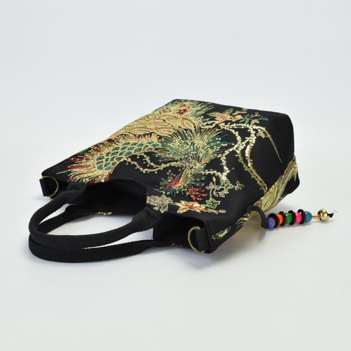 Buddha Stones -Pfauen-Doppelseitig-Stickerei-Tragetasche, Schultertasche, Umhängetasche - image 8