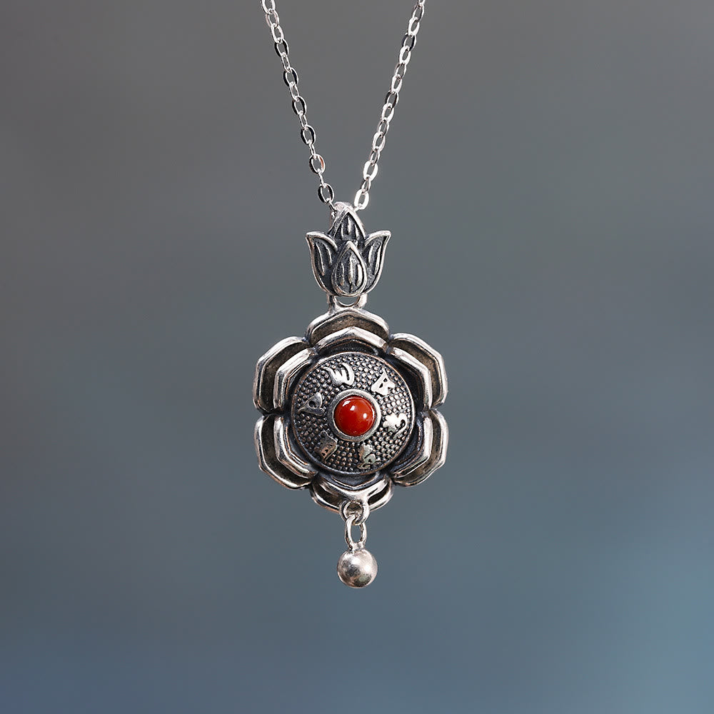 925 Sterling Silber Om Mani Padme Hum Lotus Peace Halskette Anhänger Ohrringe - image 2