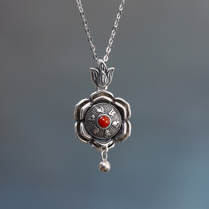 925 Sterling Silber Om Mani Padme Hum Lotus Peace Halskette Anhänger Ohrringe - image 2