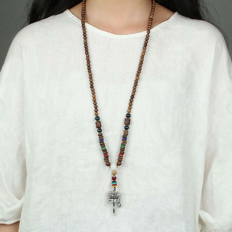 Buddha Stones, tibetische Om Mani Padme Hum Gebetsmühle, Rotation, Vajra-Holz-Halsketten-Anhänger - image 15