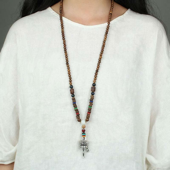 Buddha Stones, tibetische Om Mani Padme Hum Gebetsmühle, Rotation, Vajra-Holz-Halsketten-Anhänger - image 15
