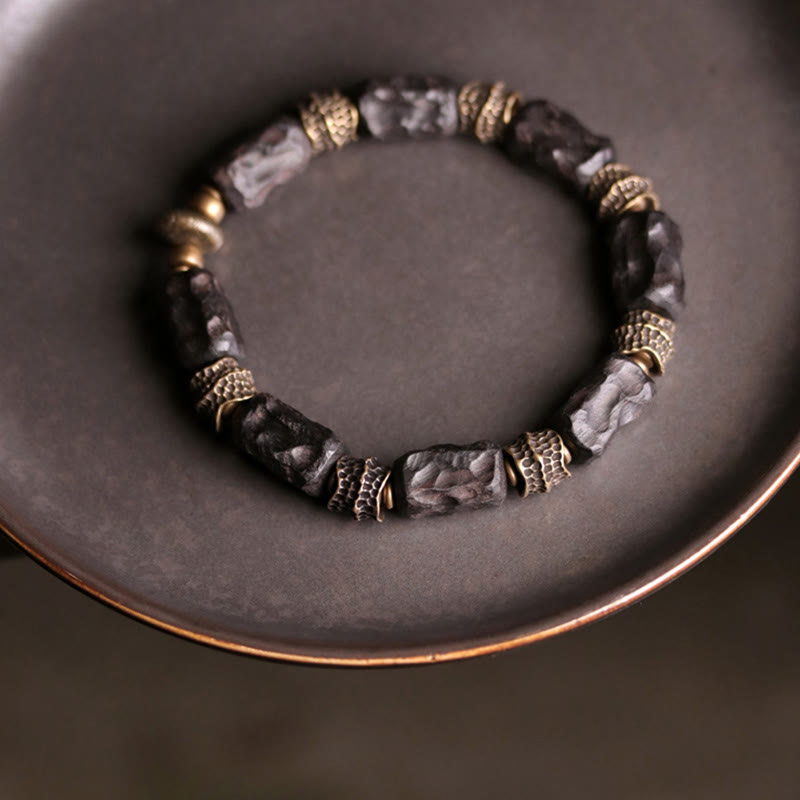 Buddha Stones Armband aus tibetischem Ebenholz und Kupfer – Symbol der Ruhe und des Friedens - image 5