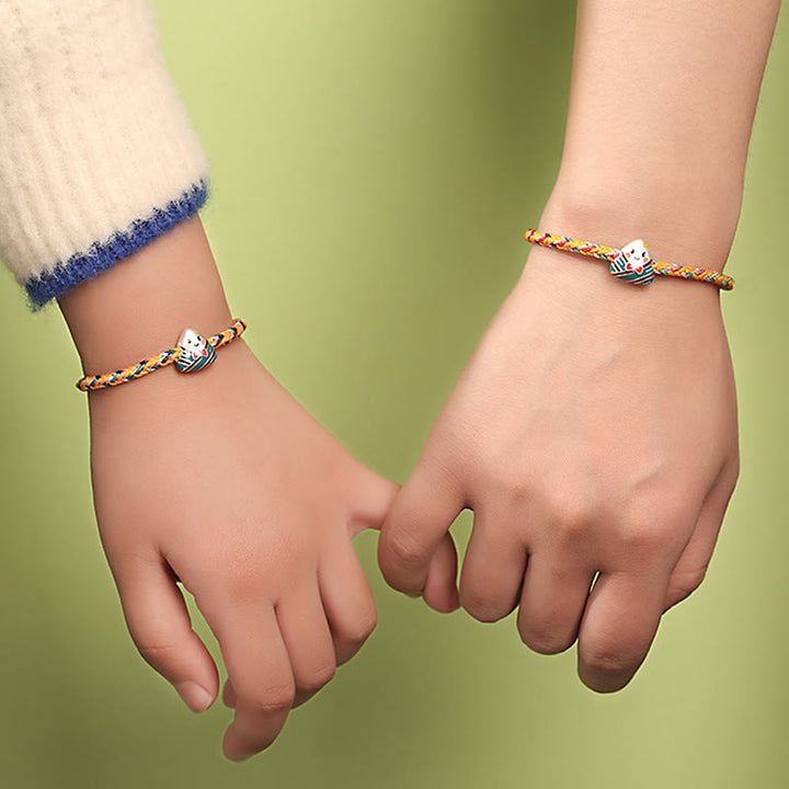 Armband mit Buddha Stonesn, 925er-Sterlingsilber, Drachenboot-Festival, Zongzi-Muster, Glück, handgefertigt, mehrfarbiges Seil, für Kinder und Erwachsene - image 9