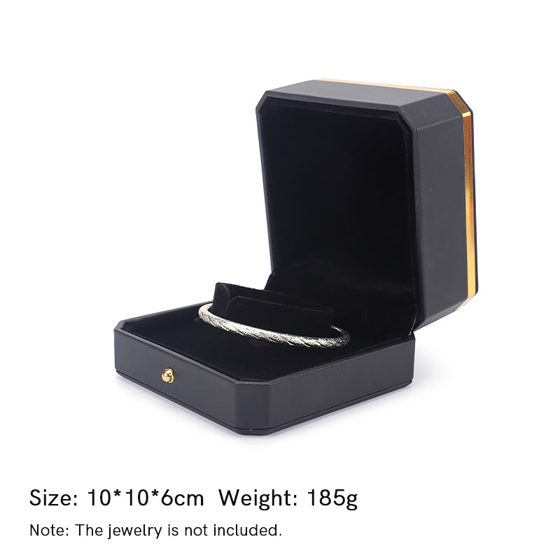 Schmuck-Aufbewahrungsbox, Geschenkbox aus PU-Leder - Schwarz - Armbandbox (10*10*6cm) - image 16