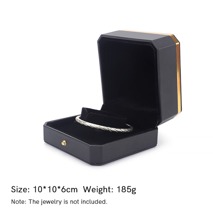 Schmuck-Aufbewahrungsbox, Geschenkbox aus PU-Leder - Schwarz - Armbandbox (10*10*6cm) - image 16