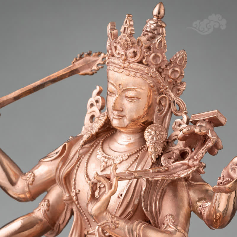 Vierarmige Manjusri Bodhisattva Figur Serenity Kupfer Statue Dekoration - image 5