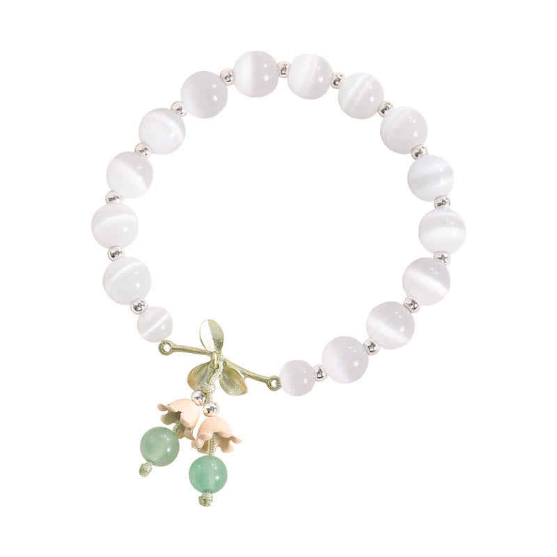 Charm-Armband mit Buddha Stonesn, Katzenauge, grüner Aventurin, blauer Chalcedon, rosa Kristall, Friedensorchidee - image 1