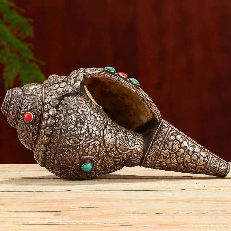 Tibetische handgefertigte natürliche Shankha-Gravur mit acht glückverheißenden Symbolen, Muschelschale, glückliche Heimdekoration - image 11