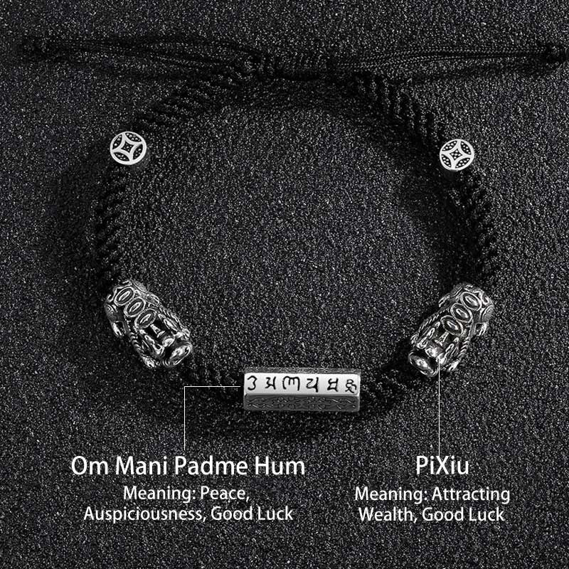 Buddha Stones Double PiXiu Feng Shui Kupfer Münze Om Mani Padme Hum String Armband - image 14