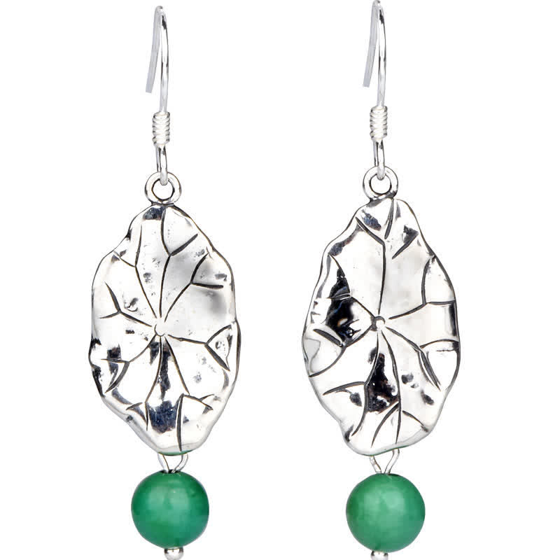 925 Sterling Silber Türkis Lotusblatt Schutz Tropfen Ohrhänger - image 10