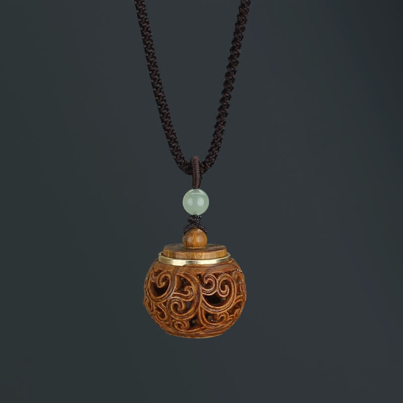 Buddha Stones Tibet Grünes Sandelholz Palisander Om Mani Padme Hum Lotus Positive beruhigende Halskette Anhänger - Runde Flasche, grünes Sandelholz - image 20