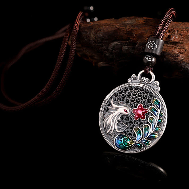 Buddha Stones 990 Sterling Silber Phoenix Glück Schutz Halskette Anhänger - image 3