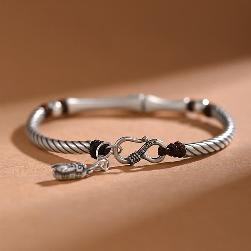 999 Sterling Silber Bambusmuster Zikade Glück Reichtum Armband - image 2