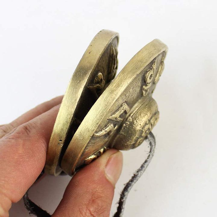 Buddha Stones, tibetische Tingsha-Glocke, sechs wahre Worte, Drache, Kupfer, Gleichgewicht, Dekoration mit Tasche - image 4