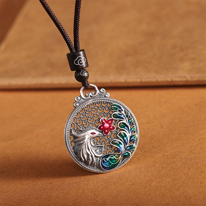 Buddha Stones 990 Sterling Silber Phoenix Glück Schutz Halskette Anhänger - Phönix (Glück♥Stärke) - image 0