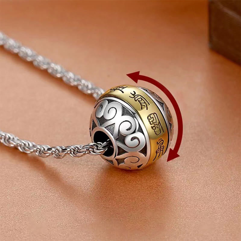 Buddha Stones, taoistischer Neun-Charakter-Mantra, graviertes Amulett, Balance-Halskette, drehbarer Anhänger - Mantra und Kette mit neun Charakteren - image 0