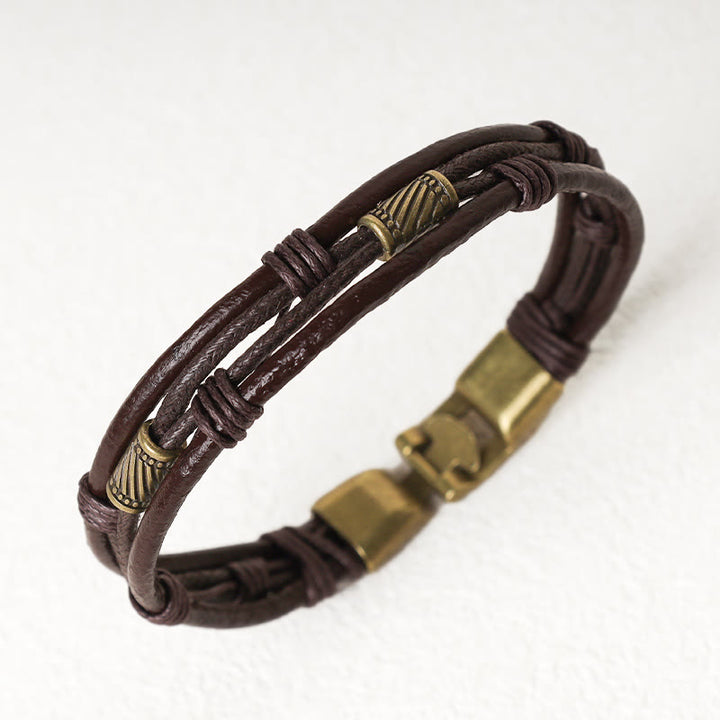Buddha Stones Vintage Lederarmband, braunes Seil, mehrlagiges Armband - image 9