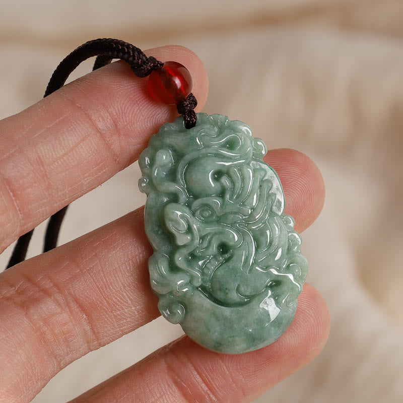 Buddha Stones, natürliche Jade, 12 chinesische Sternzeichen, Wohlstands-Halsketten-Anhänger