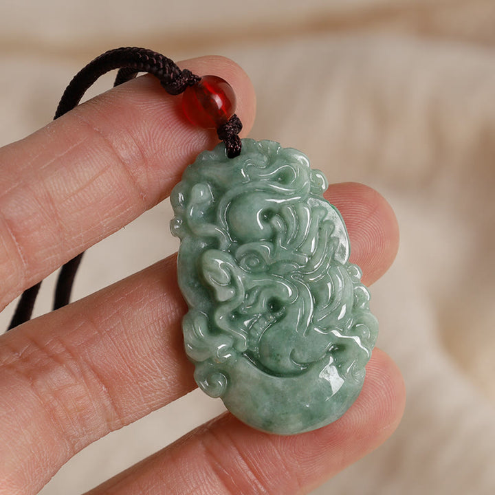 Buddha Stones, natürliche Jade, 12 chinesische Sternzeichen, Wohlstands-Halsketten-Anhänger