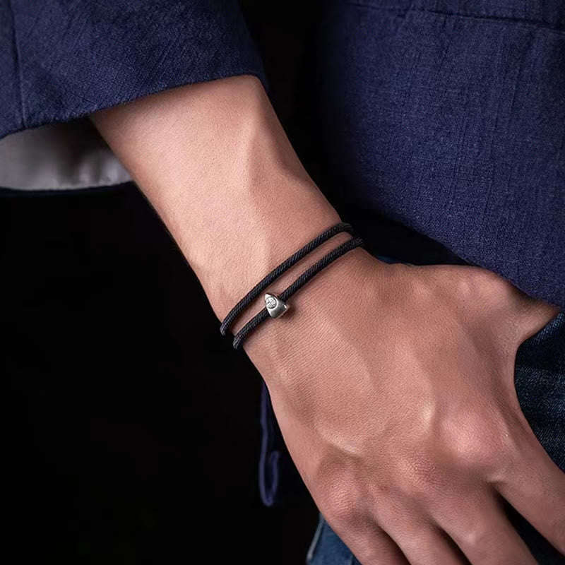 Buddha Stones 925 Sterling Silber Fu Charakter Segen handgefertigtes geflochtenes Armband - image 14