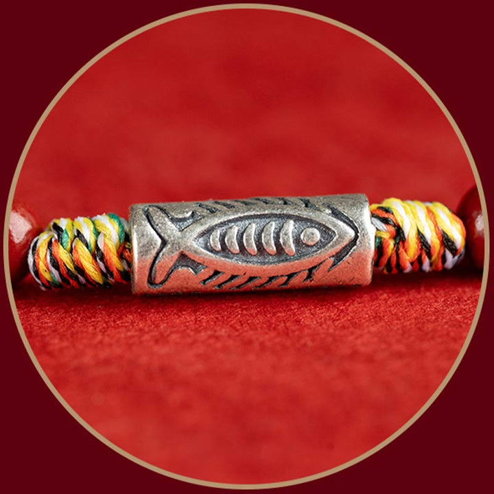 Buddha Stones Handgefertigtes geflochtenes Armband/Fußkettchen aus 925er Sterlingsilber mit Koi-Fisch- und Zinnoberperlen - image 8