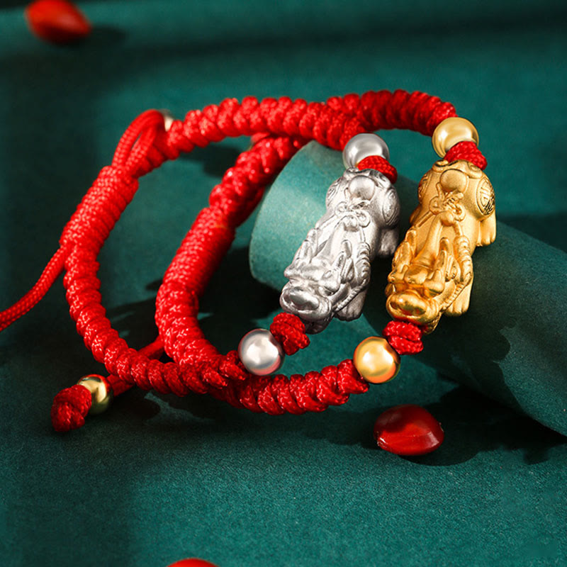 Buddha Stones 999 Sterling Silber PiXiu Wealth King Kong Knotenschnur geflochtenes Kinder-Kind-Armband - image 15