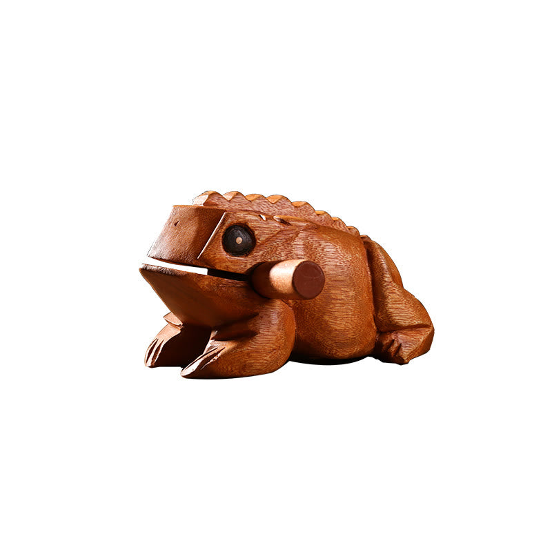 Buddha Stones, handgefertigt, FengShui, Reichtum, Glück, Frosch, Mini-hölzerner krächzender Frosch, Guiro-Dekoration - 14,5 x 8 x 8 cm - image 1