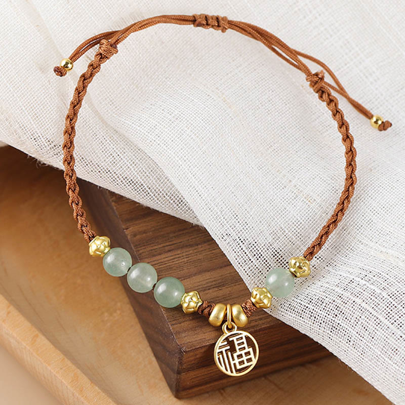 Buddha-Steine Jade Perlen Fu Charakter Segen Seil Armband