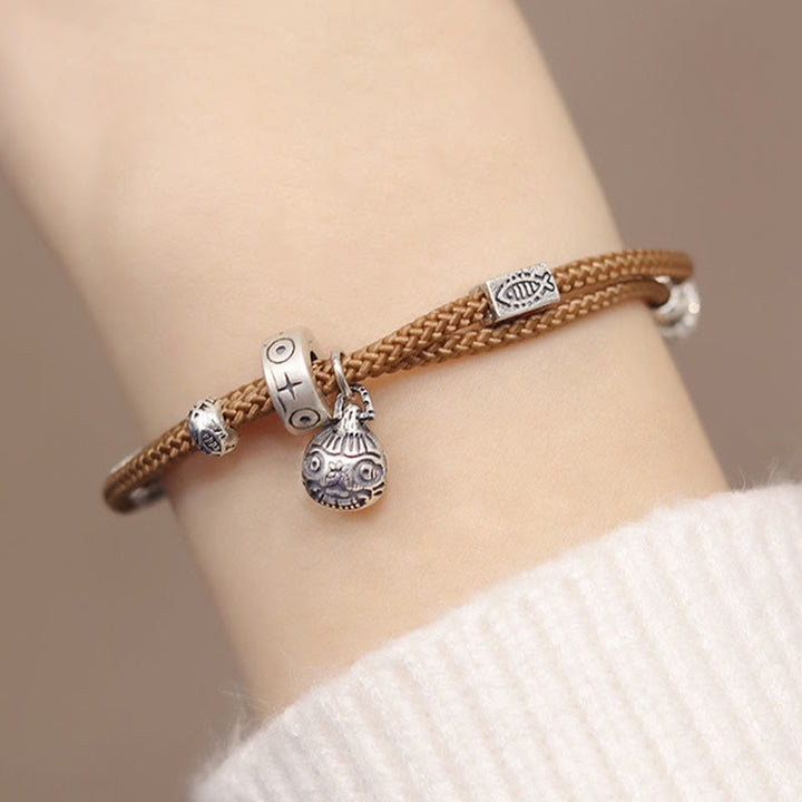 Buddha Stones 925 Sterling Silber Gold Schlucktier Koi Fisch Reichtum Handgefertigtes geflochtenes Armband - image 8