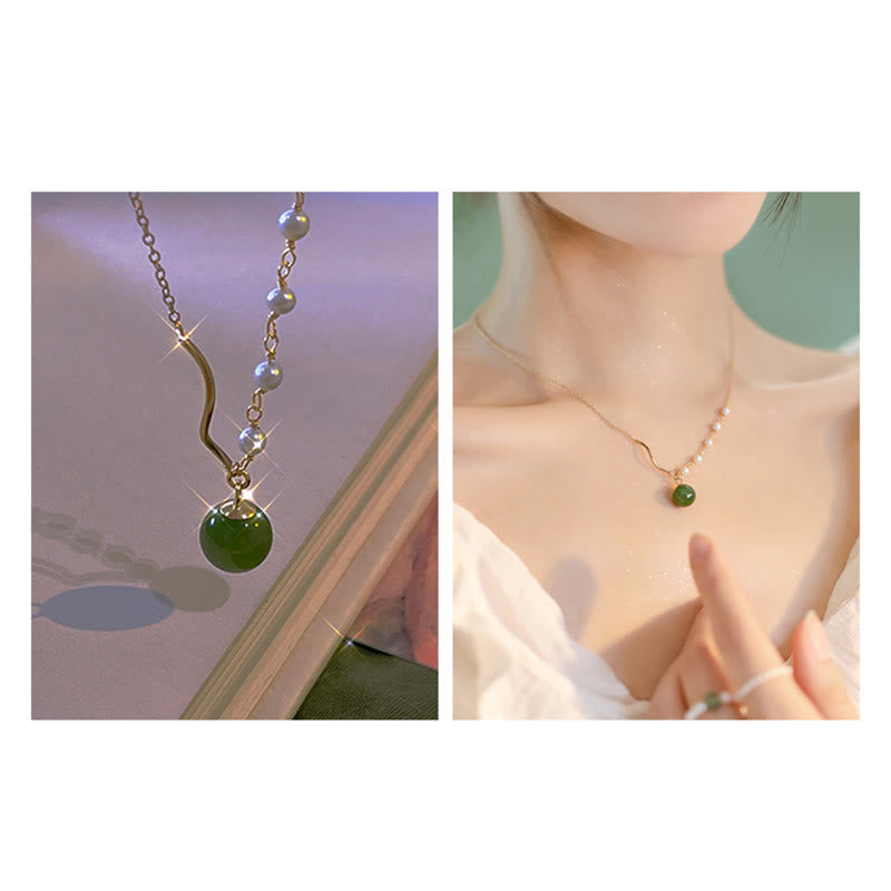 Buddha StonesNatürlicher Hetian Jade Perlen-Halskettenanhänger mit Glücksperlen - image 12