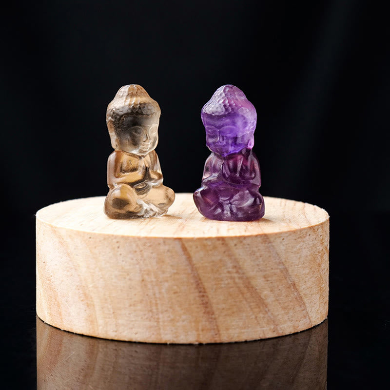 Buddha Stones, verschiedene Kristalle, Amethyst, rosa Kristall, Weiß Kristall, Citrin, Buddha, geschnitzt, spirituelle Heilung, Halskette, Anhänger, Dekoration