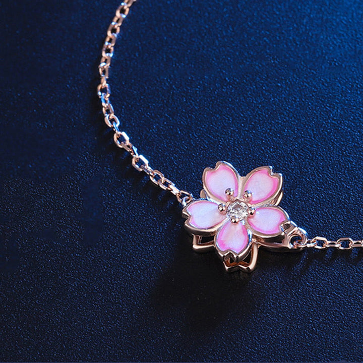 Buddha Stones 925 Sterling Silber Kirschblüten-Segen-Kettenarmband, drehbarer Ring - image 9