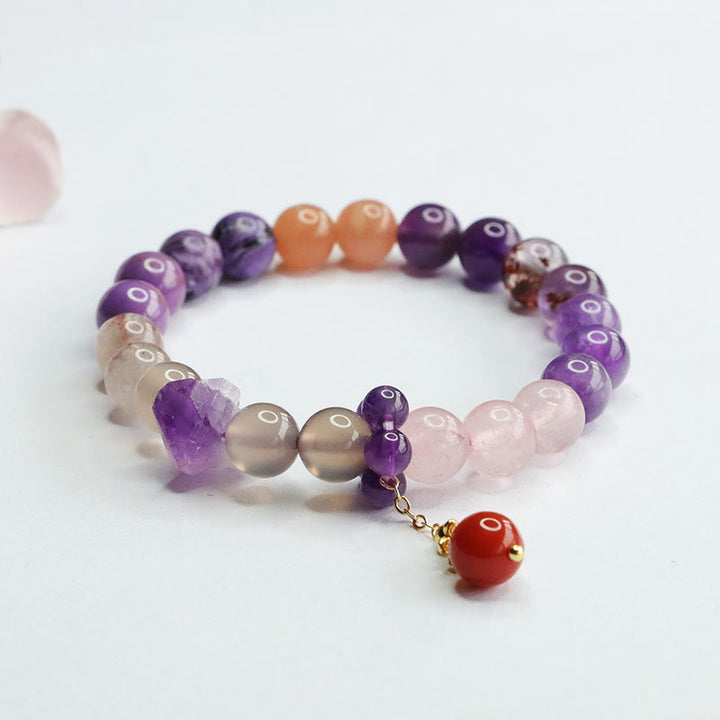 Buddha Stones Natürlicher Amethyst Kristall Innerer Frieden Heilung Perlen Charm Armband