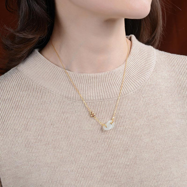 Buddha Stones 925 Sterling Silber Runder Jade Glück Wohlstand Halskette Kettenanhänger - image 2