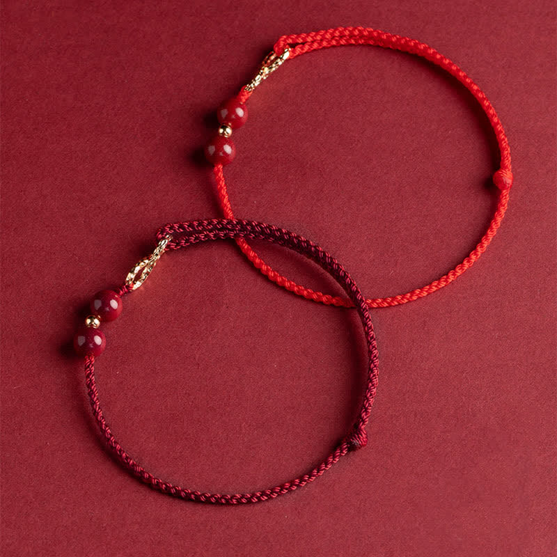 Buddha Stones Zinnober Segen Rote Schnur Goldenes Unendlichkeitssymbol Armband Fußkettchen - image 13