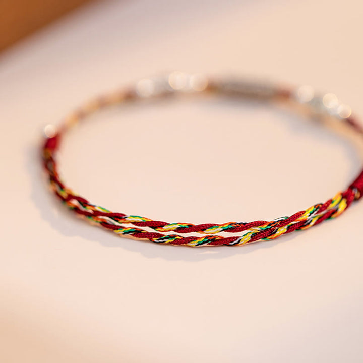 Buddha Stones 925 Sterling Silber Luck Koi Fisch geflochtene bunte Schnur Armband Fußkettchen - image 17