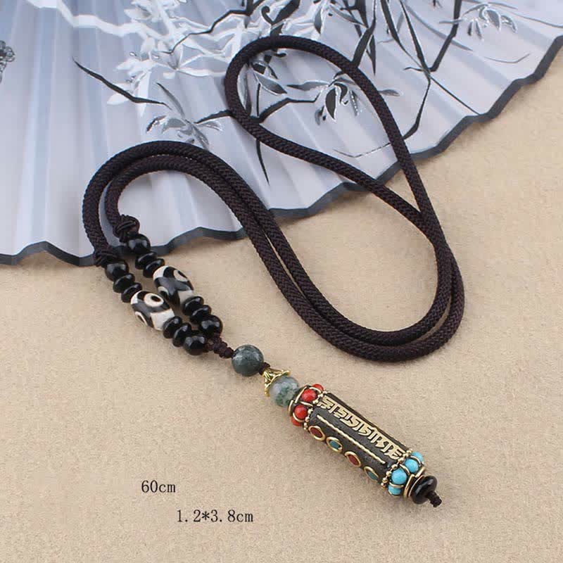 Buddha Stones Tibetische Om Mani Padme Hum Dzi Perle Wenge Holz Halskette Anhänger - image 12