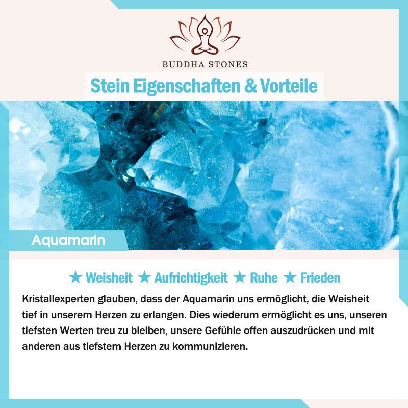 Charm-Armband mit Buddha Stonesn, Aquamarin-Perle, Friedensheilung, Glückskatze