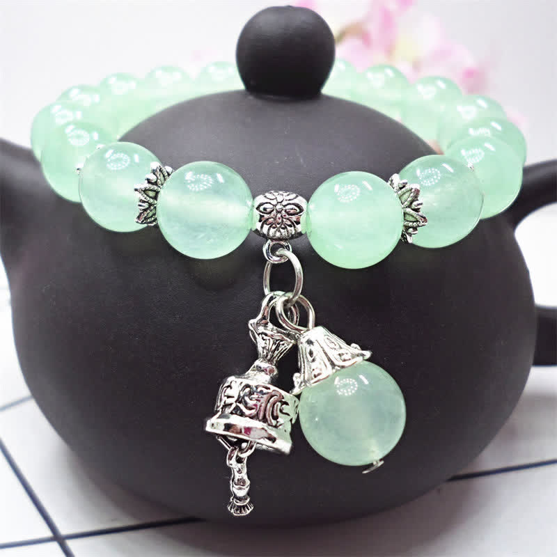 Vintage Kristall-Chalcedon-Stein-Energieperlen-Glocken-Charm-Armband