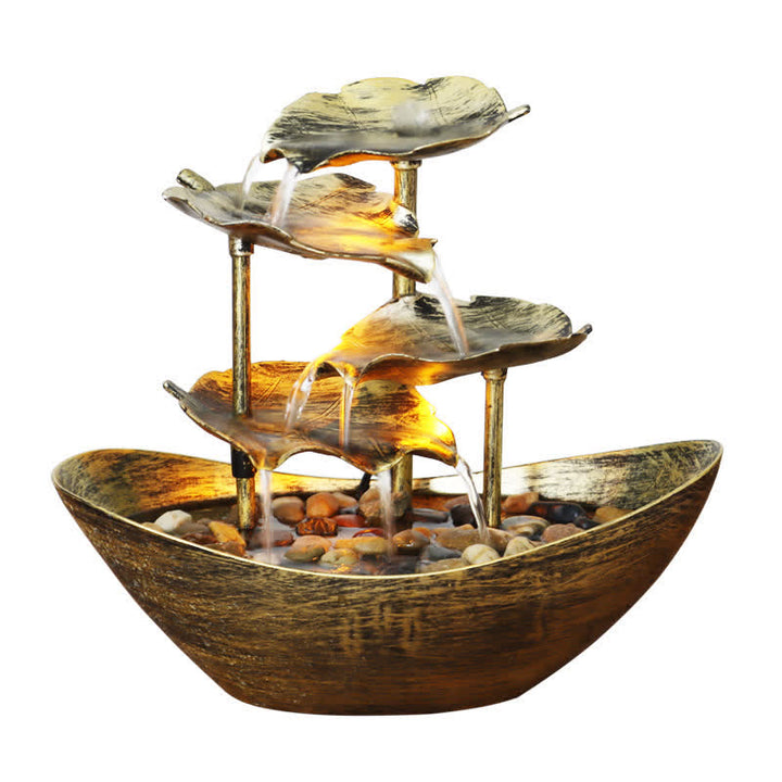 Buddha Stones, Lotusblatt-förmiger Wasserfallbrunnen, Tischornamente mit LED-Licht, Home-Office-Desktop-Dekoration - image 10