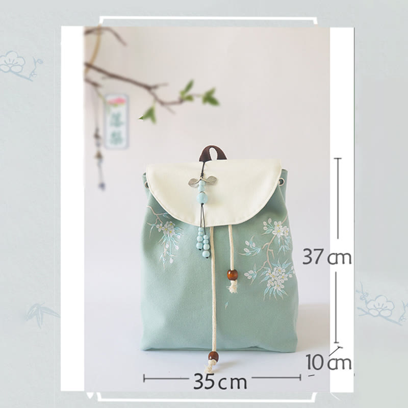 Handgemachter, bestickter Canvas-Rucksack mit Buddha Stones und großer Kapazität