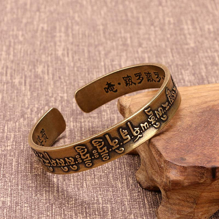 Buddha Stones tibetischen Mahāpratisarā Mantra Sanskrit Kupfer Messing Heilung Armband Armreif